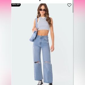 EDIKTED Lori High-Rise Wide Leg Jeans in shade blue